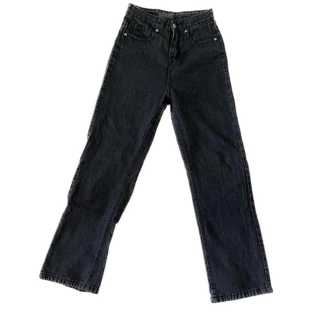 black wide leg denim jeans